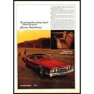 1972 Ford Thunderbird Hardtop Vintage Print Ad Sunset Field Couple Nature Photo